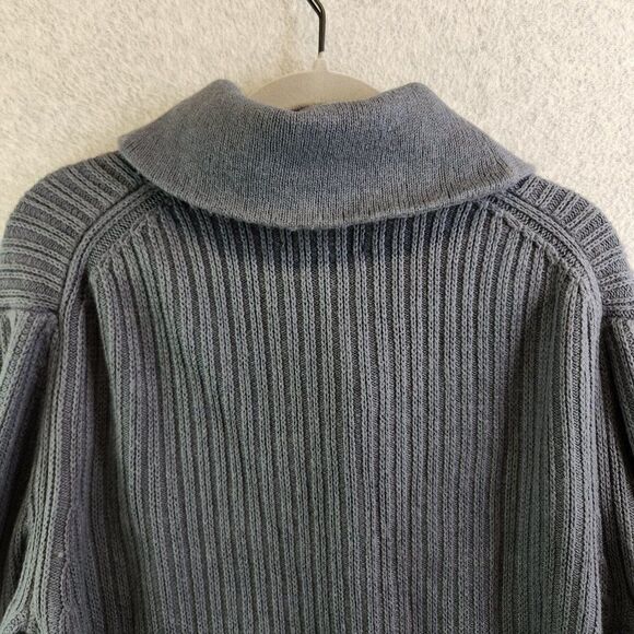 Duluth Trading Sweater Mens LT Gray Infantry High Neck Ribbed Knit Button Collar - Picture 7 of 14